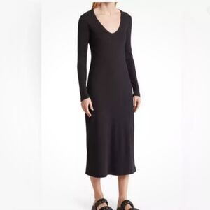 JAMES PERSE Dress Women Size 2/Medium Scoop Neck Long Sleeve Midi Long Black